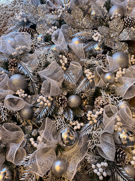 6ft FROSTED WHITE/SILVER MIX GARLAND - DESPATCH WITHIN 7 DAYS OF ORDERING